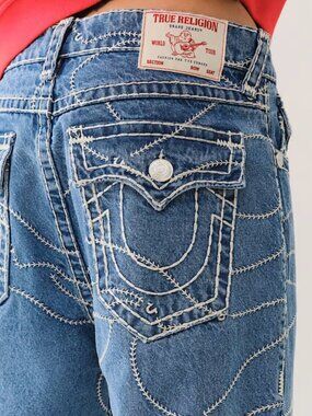 TRUE RELIGION VINNY SUPER T BASEBALL STITCH ULTRA BAGGY JEAN BNWT SZ 32